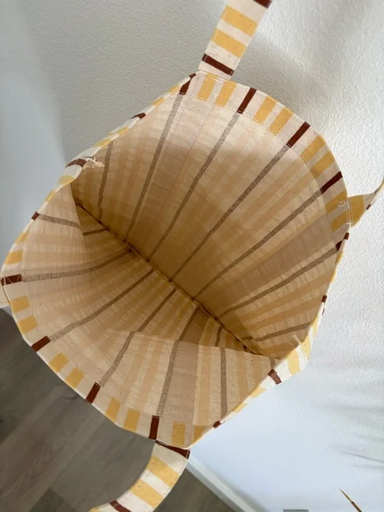 Sezane Yellow and Brown Striped Canvas Tote - Picture 4 of 5